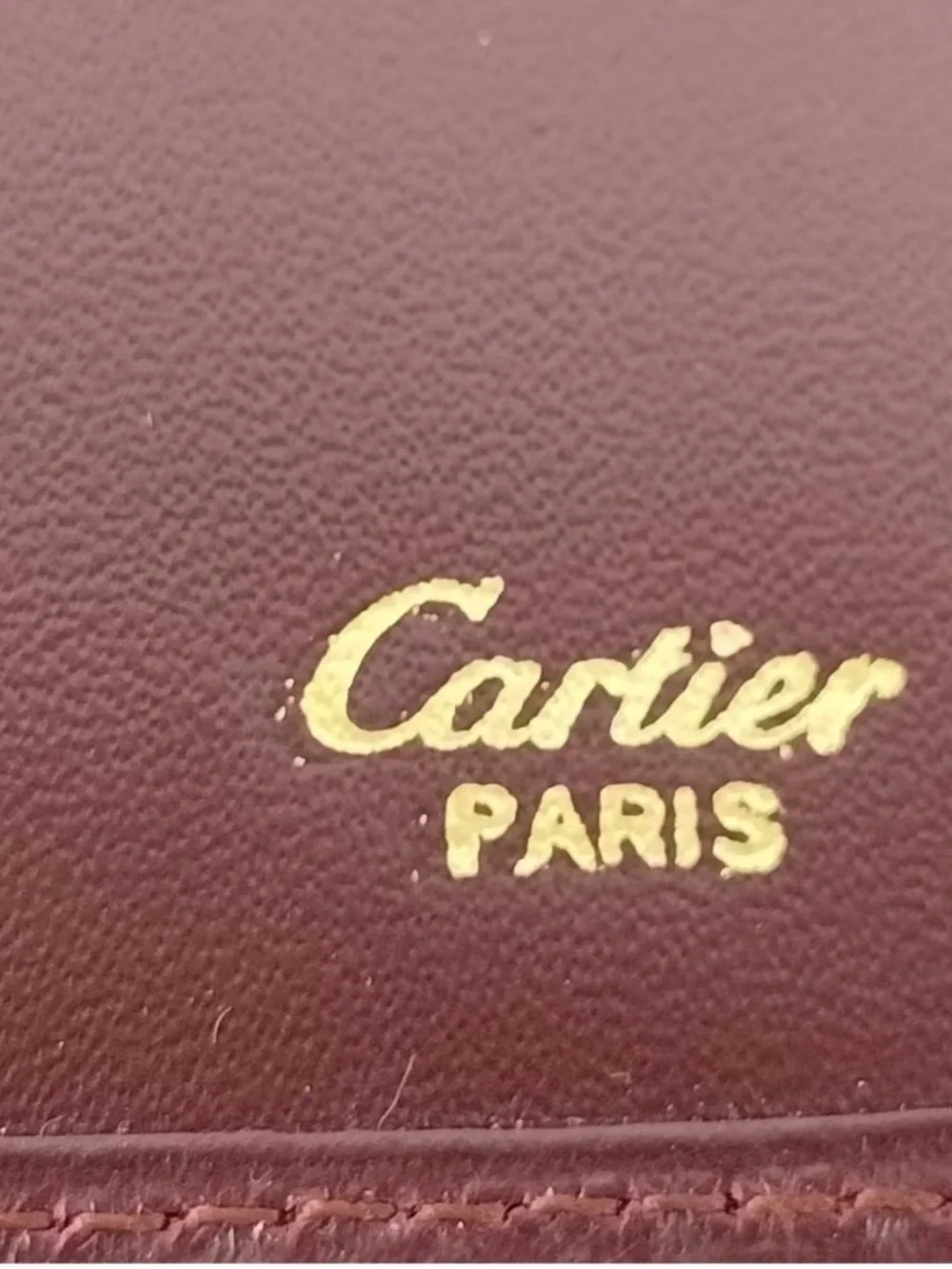 Cartier Burgundy Leather Long Wallet with Gold Corner Hardware